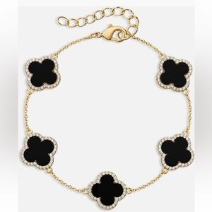 Electric Picks Icon Black And Gold Clover Bracelet
